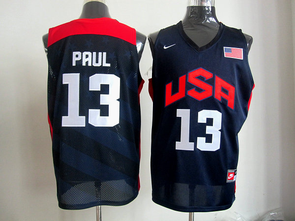  USA 2012 Olympic Dream Team Ten 13 Chris Paul Blue Basketball Jersey
