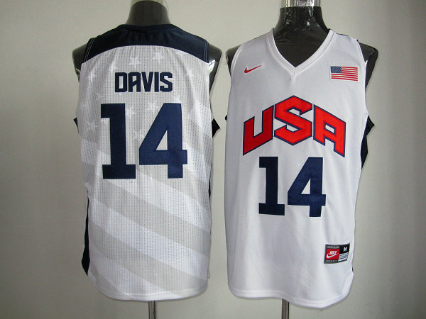  USA 2012 Olympic Dream Team Ten 14 Anthony Davis White Basketball Jersey
