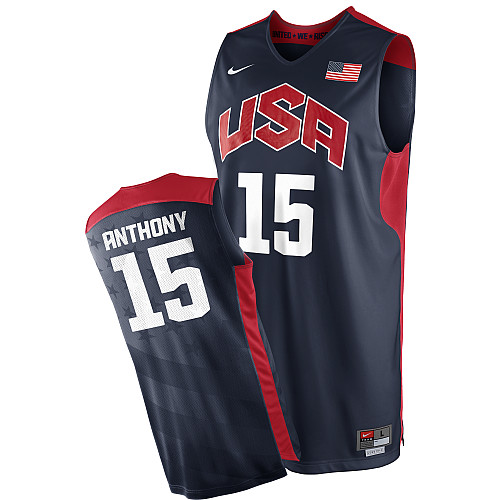  USA 2012 Olympic Dream Team Ten 15 Carmelo Anthony Blue Basketball Jersey