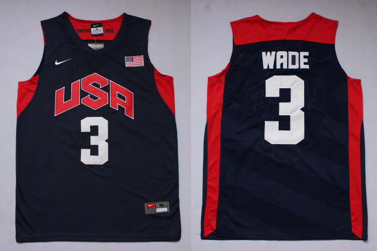  USA 2012 Olympic Dream Team Ten 3 Dwyane Wade Blue Basketball Jersey