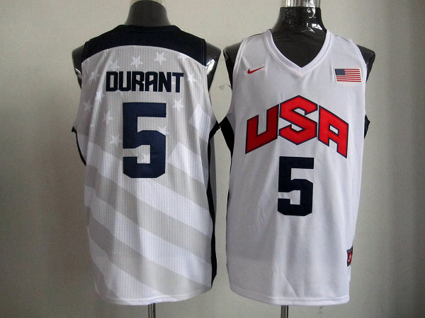  USA 2012 Olympic Dream Team Ten 5 Kavin Durant White Basketball Jersey