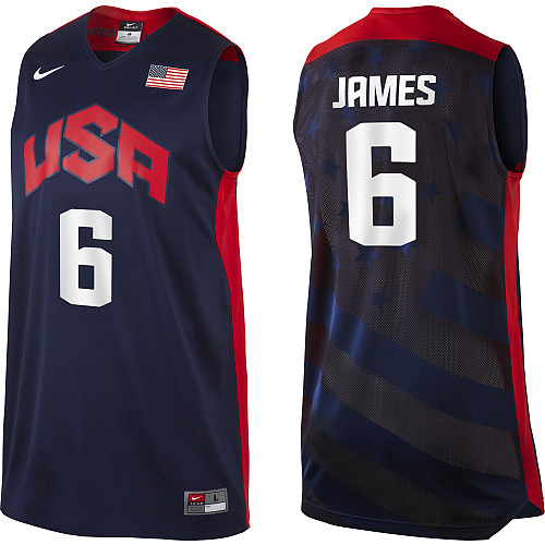  USA 2012 Olympic Dream Team Ten 6 LeBron James Blue Basketball Jersey