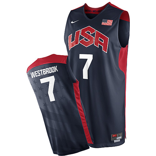  USA 2012 Olympic Dream Team Ten 7 Russell Westbrook Blue Basketball Jersey