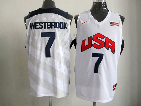  USA 2012 Olympic Dream Team Ten 7 Russell Westbrook White Basketball Jersey