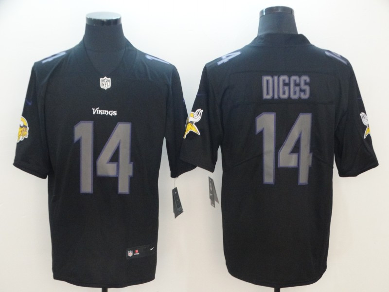  Vikings 14 Stefon Diggs Black Impact Rush Limited Jersey