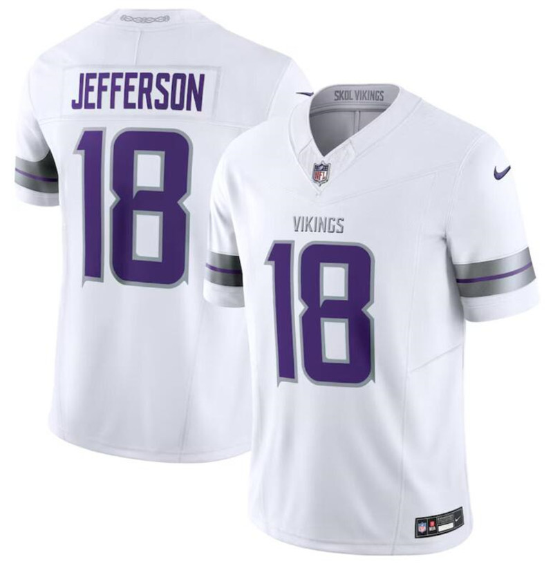 Nike Vikings 18 Justin Jefferson White 2024 F.U.S.E. Vapor Limited Jersey