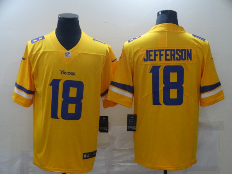 Nike Vikings 18 Justin Jefferson Yellow Inverted Legend Limited Jersey