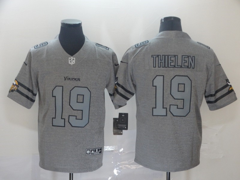 Nike Vikings 19 Adam Thielen 2019 Gray Gridiron Gray Vapor Untouchable Limited Jersey