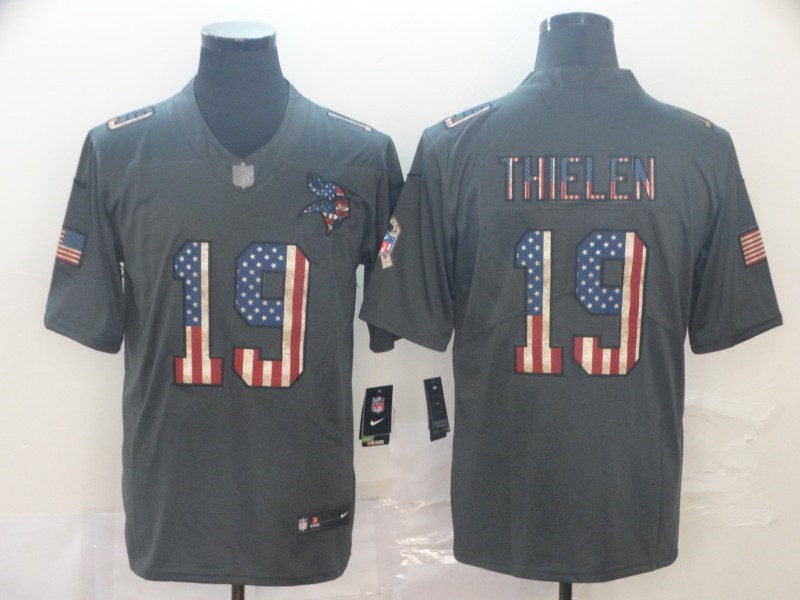 Nike Vikings 19 Adam Thielen 2019 Salute To Service USA Flag Fashion Limited Jersey