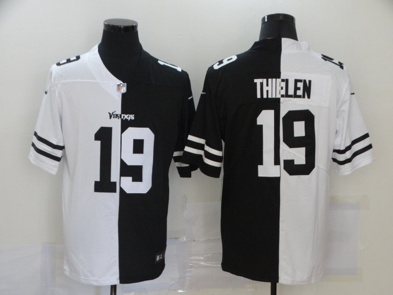 Nike Vikings 19 Adam Thielen Black And White Split Vapor Untouchable Limited Jersey