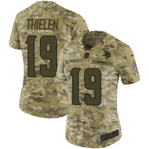 Minnesota Minnesota Vikings No19 Adam Thielen Men's Nike 2019 Olive Camo Salute To Service Limited NFL Jersey