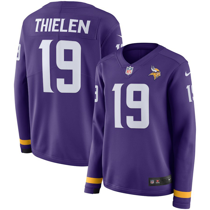  Vikings 19 Adam Thielen Purple Long Sleeve Limited Jersey