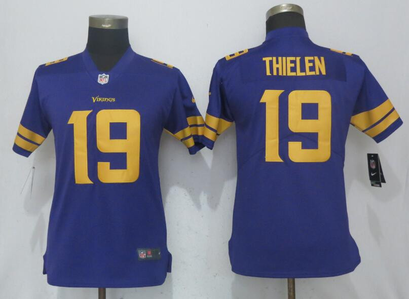  Vikings 19 Adam Thielen Purple Women Color Rush Limited Jersey