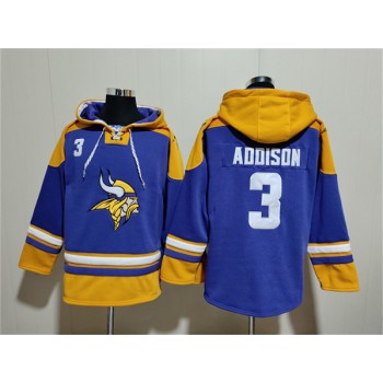 Nike Vikings 3 Jordan Addison Purple Yellow Ageless Must Have Lace Up Pullover Hoodie