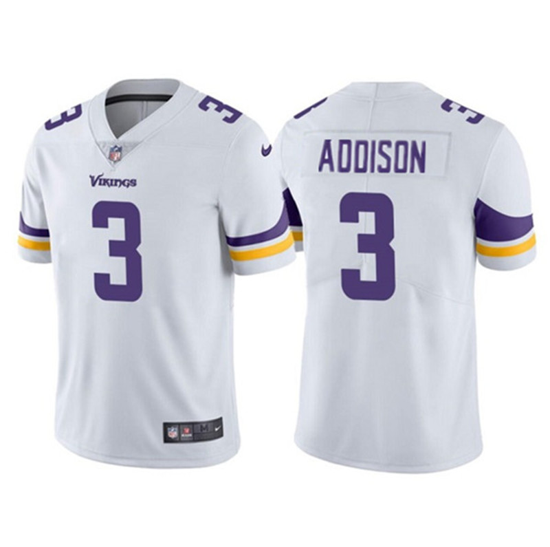 Nike Vikings 3 Jordan Addison White 2023 NFL Draft Vapor Limited Jersey