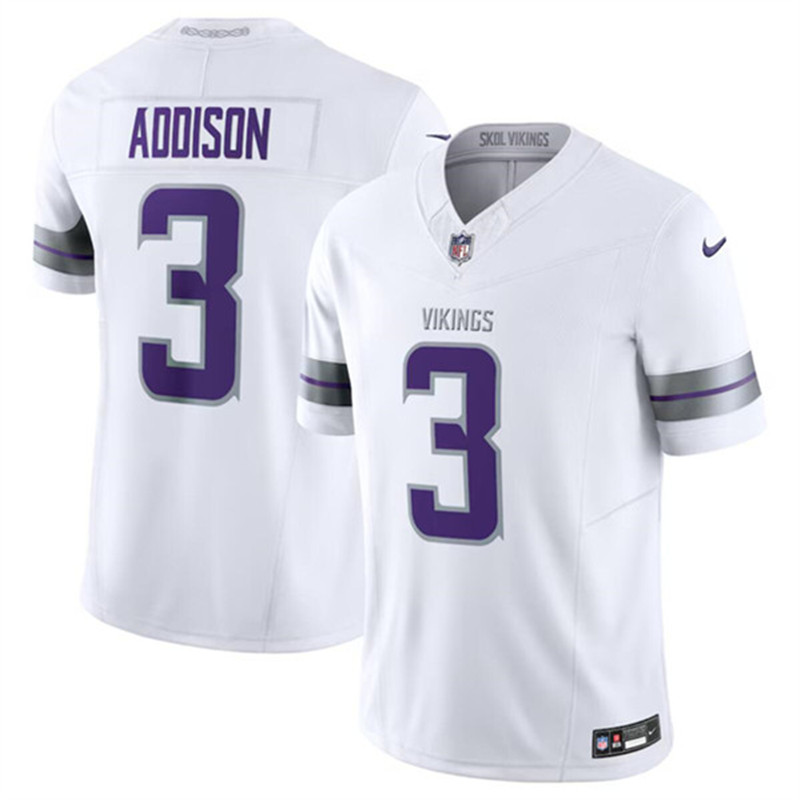 Nike Vikings 3 Jordan Addison White 2024 F.U.S.E. Vapor Limited Jersey