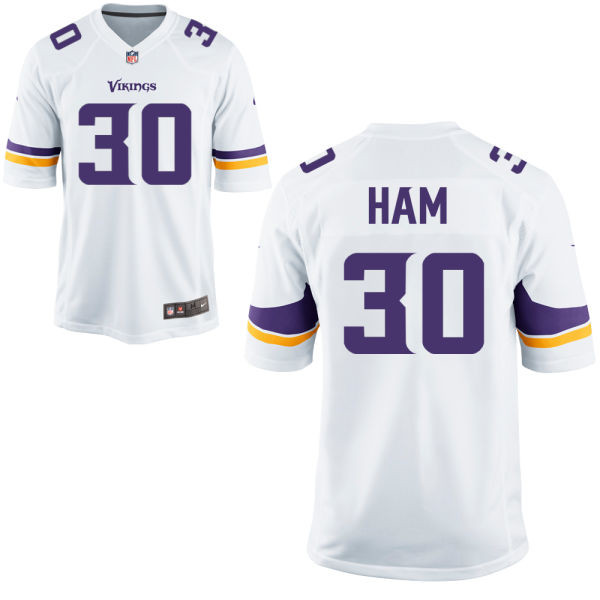  Vikings 30 C.J. Ham White Elite Jersey