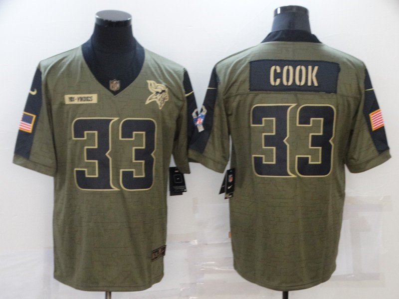 Nike Vikings 33 Dalvin Cook Olive 2021 Salute To Service Limited Jersey