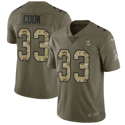  Vikings 33 Dalvin Cook Olive Camo Salute To Service Limited Jersey