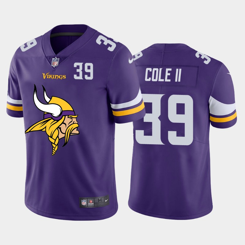 Nike Vikings 39 Brian Cole II Purple Team Big Logo Number Vapor Untouchable Limited Jersey