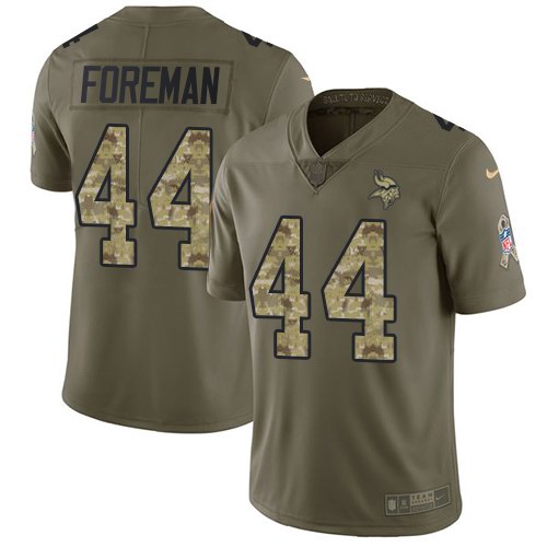  Vikings 44 Chuck Foreman Olive Camo Vapor Untouchable Limited Jersey