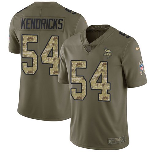  Vikings 54 Eric Kendricks Olive Camo Salute To Service Limited Jersey