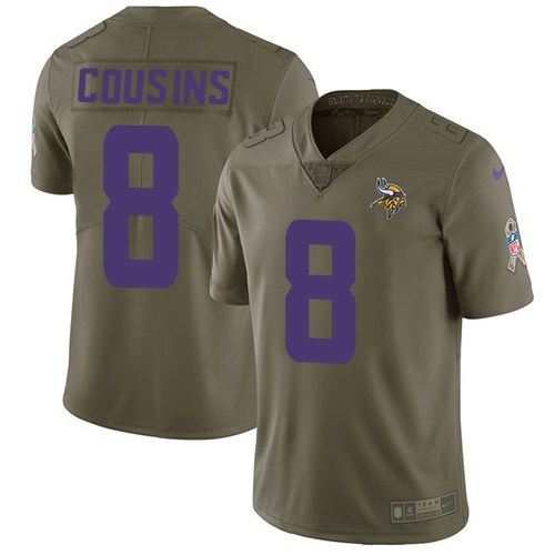  Vikings 8 Kirk Cousins Olive Salute To Service Limited Jersey