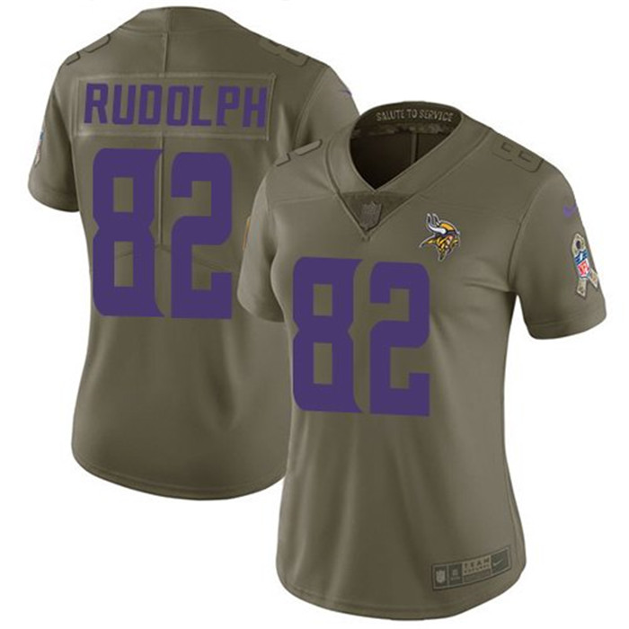  Vikings 82 Kyle Rudolph Olive Women Salute To Service Limited Jersey