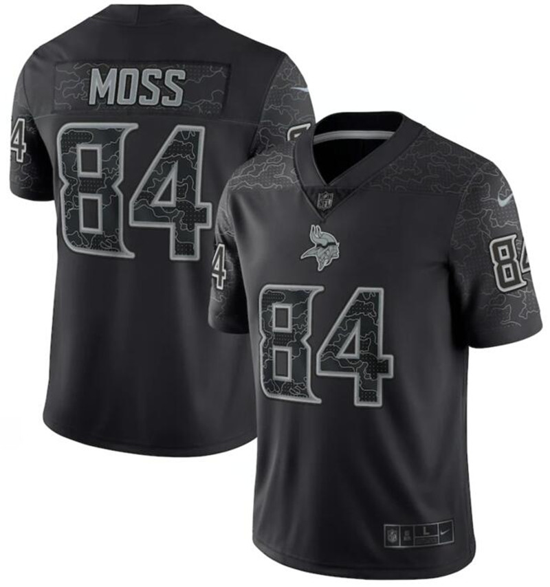 Nike Vikings 84 Randy Moss Black RFLCTV Limited Jersey