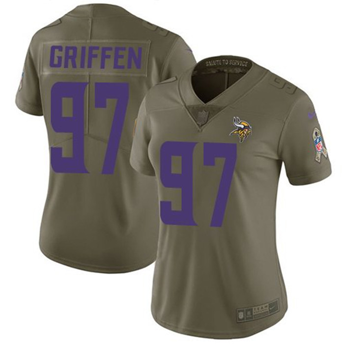 Vikings 97 Everson Griffen Olive Camo Women Salute To Service Limited Jersey