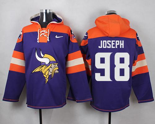  Vikings 98 Linval Joseph Purple Player Pullover NFL Hoodie