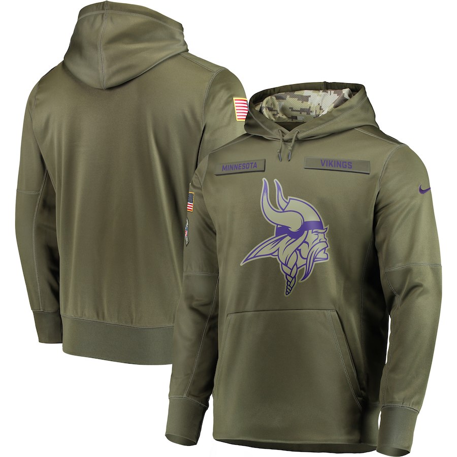  Vikings Olive Salute To Service Men's Pullove Hoodie