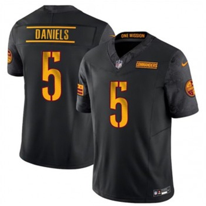 Nike Washington Commanders 5 Jayden Daniels Black 2024 F.U.S.E. Vapor Limited Jersey