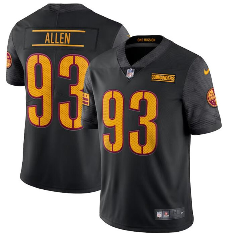 Nike Washington Commanders 93 Jonathan Allen Black Alternate Vapor Limited Jersey