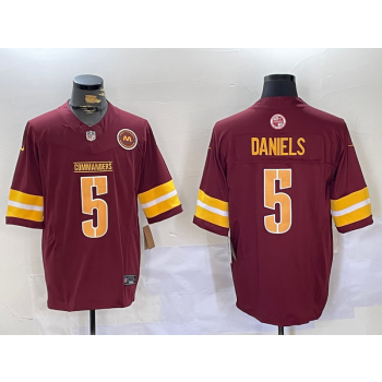 Nike Washington Commandes 5 Jayden Daniels Red Team Logo F.U.S.E Vapor Limited Jersey