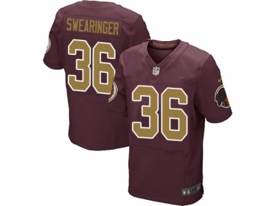  Washington Redskins 36 D J Swearinger Elite Burgundy Red Gold Number Alternate 80TH Anniversary NFL Jersey