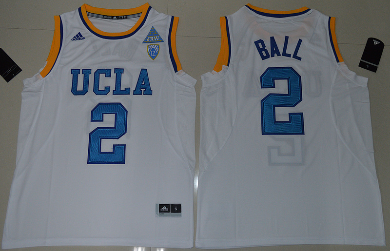 2017 UCLA Bruins Lonzo Ball 2 College tees Authentic White Jersey