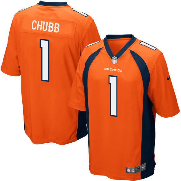 Nikr Broncos 1 Bradley Chubb Orange 2018 NFL Draft Pick Elite Jersey