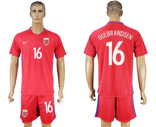 Norway 16 Gulbrandsen Home Soccer Country Jersey