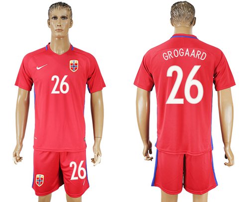 Norway 26 Grogaard Home Soccer Country Jersey