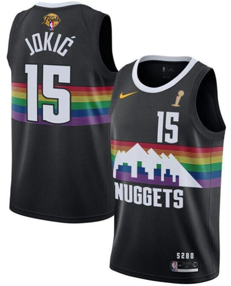 Nuggets 15 Nikola Jokic Black Nike 2023 Finals Champions City Edition Jersey