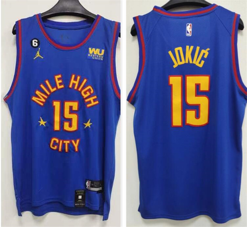 Nuggets 15 Nikola Jokic Blue 2022 23 City Edition Swingman Jersey