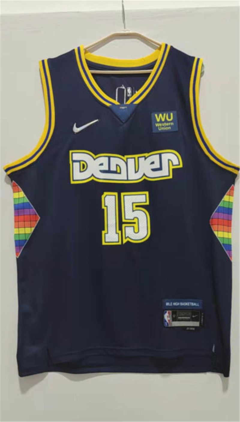 Nuggets 15 Nikola Jokic Navy Nike 2021 22 City Edition Swingman Jersey