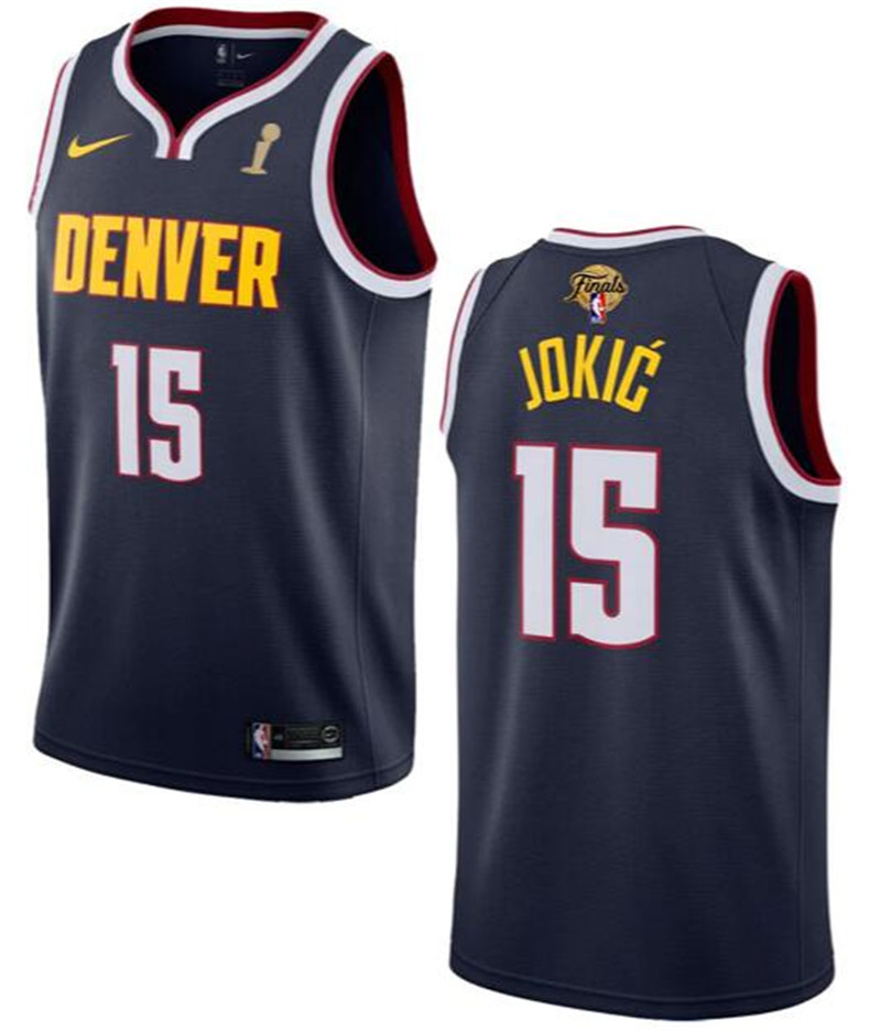 Nuggets 15 Nikola Jokic Navy Nike 2023 Finals Champions Swingman Jersey