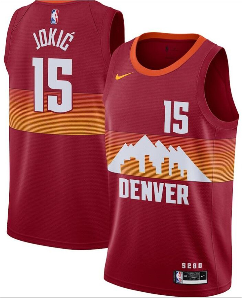 Nuggets 15 Nikola Jokic Red 2020 21 City Edition Nike Swingman Jersey