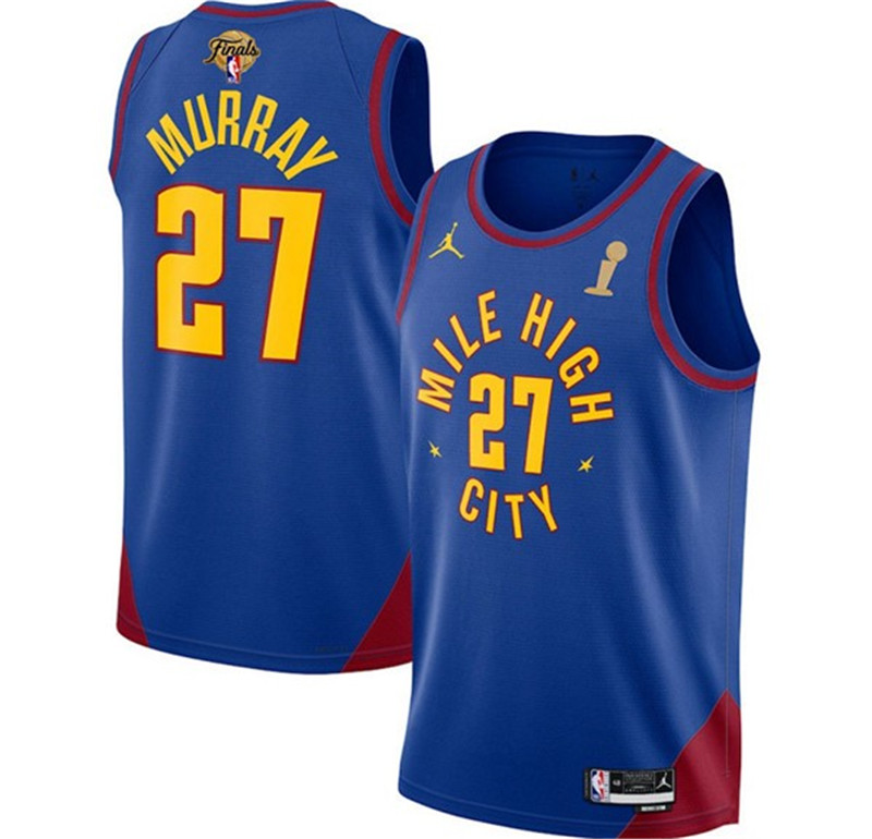 Nuggets 27 Jamal Murray Blue 2023 Finals Champions Jordan Brand Swingman Jersey