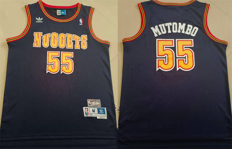 Nuggets 55 Dikembe Mutombo Black Adidas Hardwood Classics Jersey