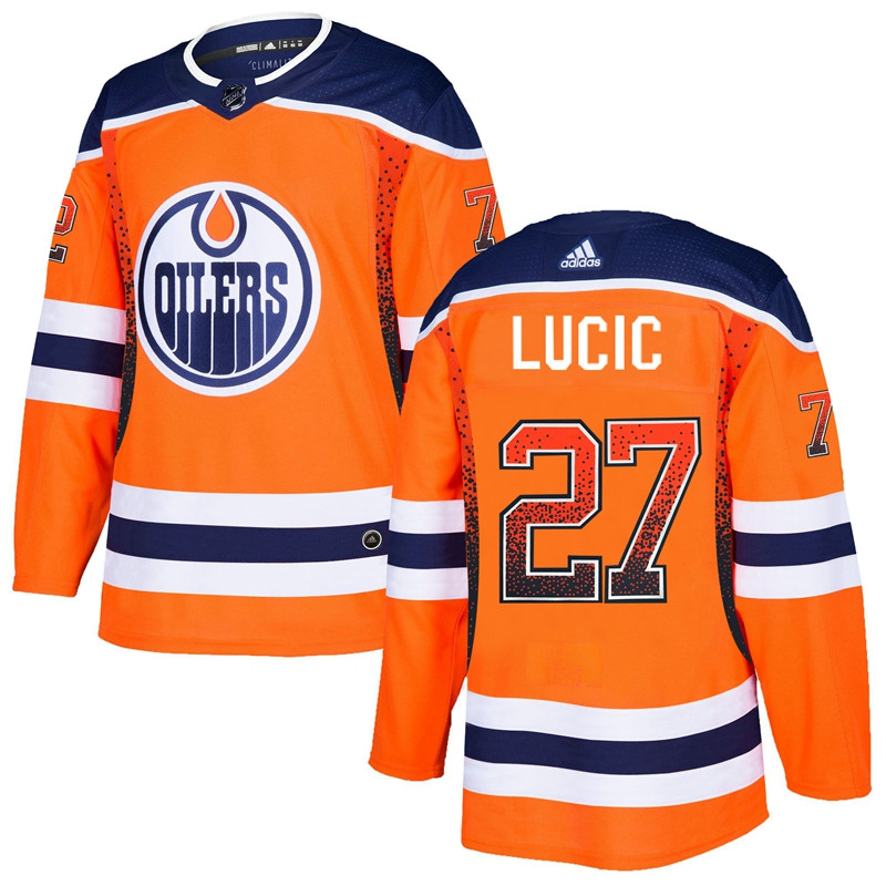 Oilers 27 Milan Lucic Orange Drift Fashion  Jersey