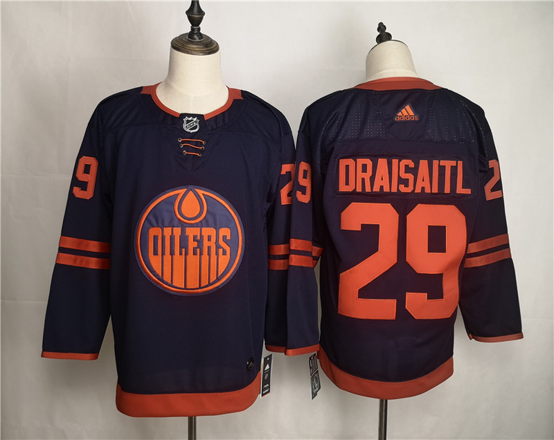 Oilers 29 Leon Draisaitl Navy 50th anniversary Adidas Jersey