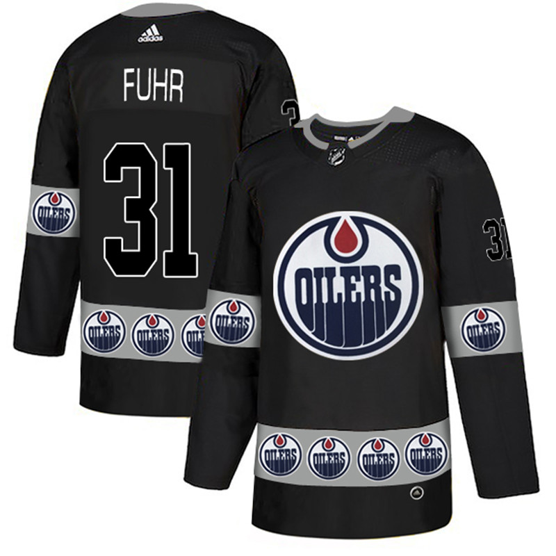 Oilers 31 Grant Fuhr Black Team Logos Fashion  Jersey